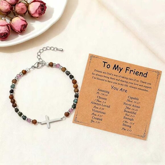 Women Cross Bracelet Stainless Steel Adjustable Faith Gift for Women - Picture 3 of 6